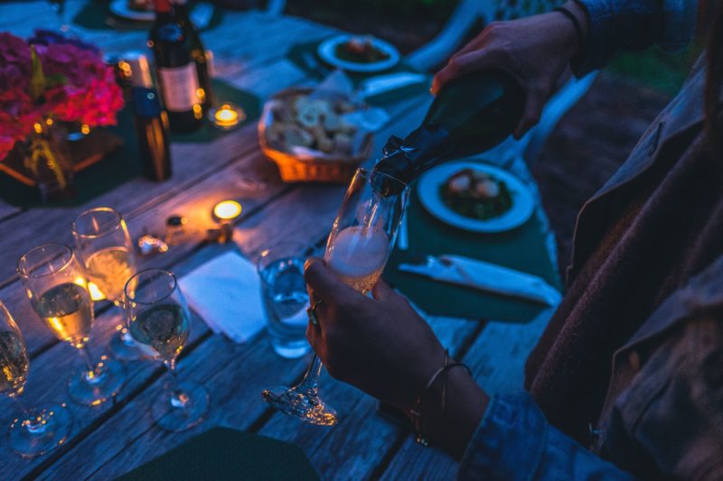 champagne toast at dinner