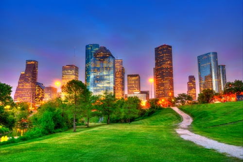 night time texas skyline recovery center