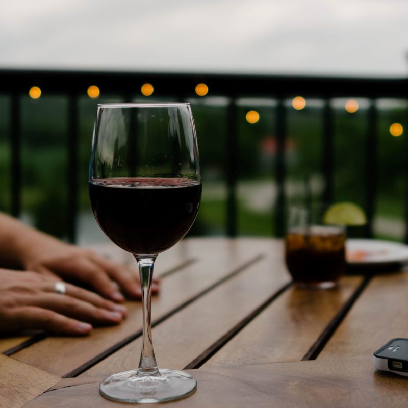 wine glass on table during dry January 