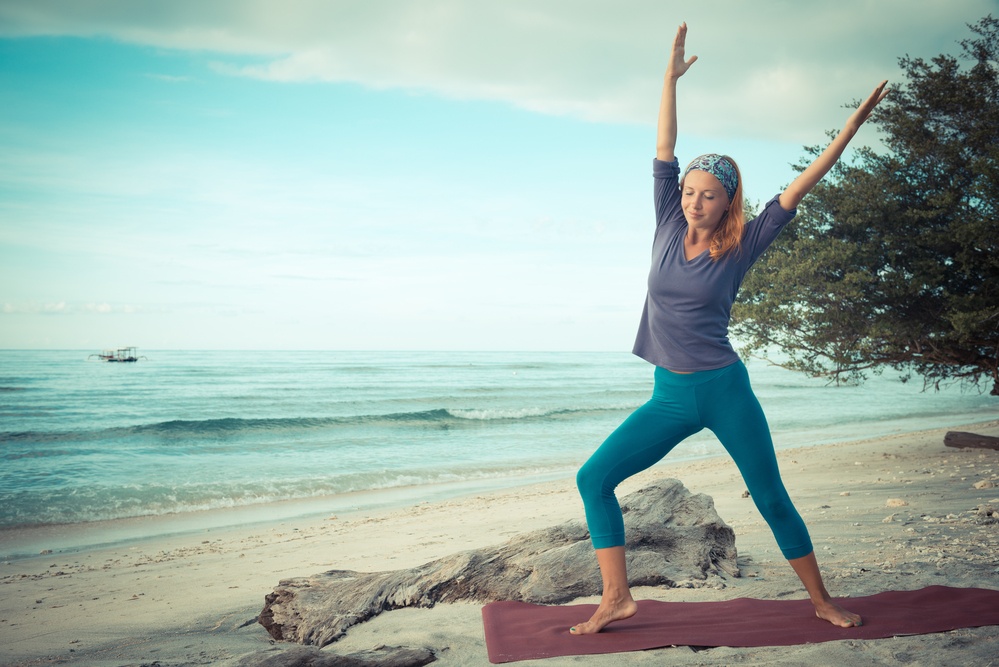  woman practices yoga during outpatient drug recovery